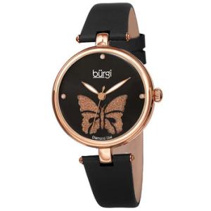 Pretty Butterfly Diamond Black Dial Watch BUR233RGBK