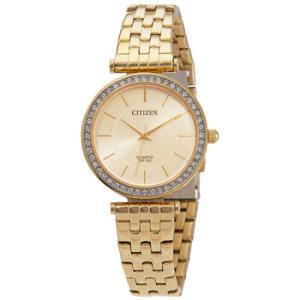 Quartz Crystal Gold Dial Goldtone Watch ER021250P