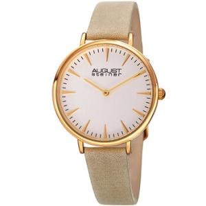 Quartz White Dial Beige Leather Watch AS8187WTG