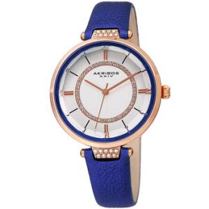Quartz White Dial Blue Leather Watch AK1116BU