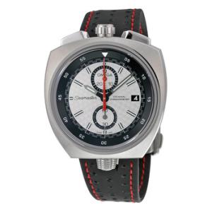 Seamaster Bullhead Automatic Silver Dial Black Leather Strap Watch