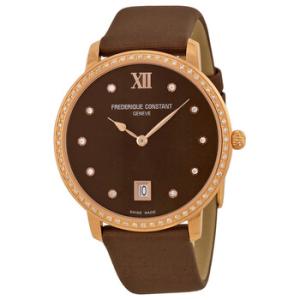 Slim Line Brown Dial Rose Gold PVD Watch FC220C4SD34