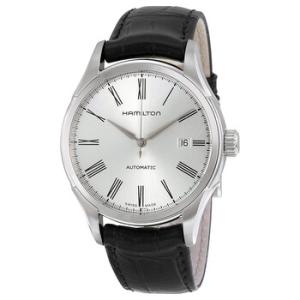 Valiant Silver Dial Black Leather Watch H39515754