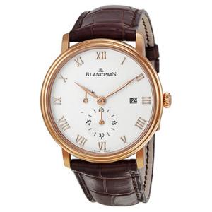 Villeret Silver Dial 18kt Rose Gold Brown Leather Watch 6606364255B