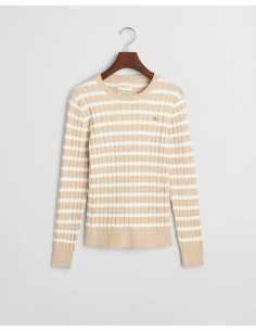 მაისურები Gant - FINE KNIT STRIPED SS RUGGER