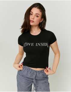 მაისურები Tally Weijl - Black Printed T-shirt