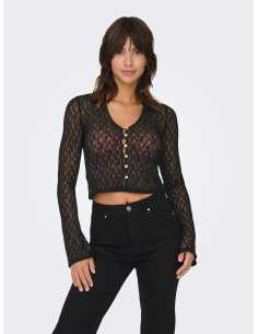 პერანგი ONLY - ONLPUSLE LS LACE V-NECK TOP WVN