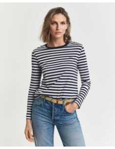 მაისურები Gant - REG STRIPED SHIELD LS T-SHIRT