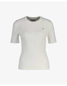 მაისურები Gant - STRETCH COTTON CABLE SS CNECK