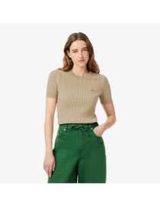 მაისურები LACOSTE - Washed Effect Cable Knit Sweater