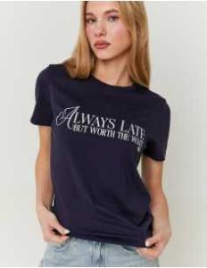 მაისურები Tally Weijl - Blue Printed T-shirt