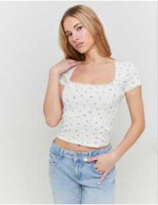 მაისურები Tally Weijl - Floral Basic Top with Lace Trims