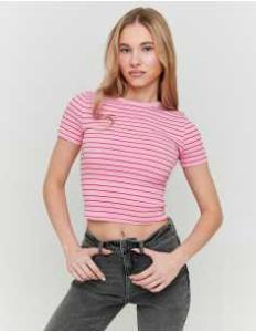 მაისურები Tally Weijl - Pink Striped Basic T-shirt