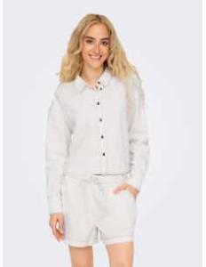 პერანგი ONLY - ONLCARO L/S LINEN BL CROP SHIRT CC PNT