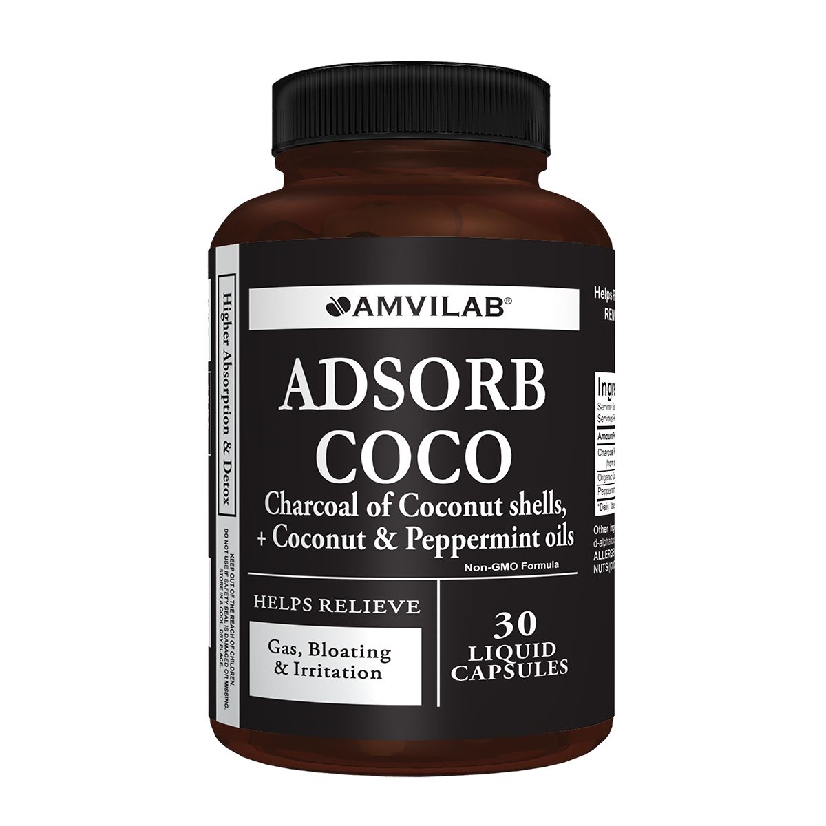 ქოქოსის ნახშირი 30 კაფსულა ამვილაბი - Amvilab