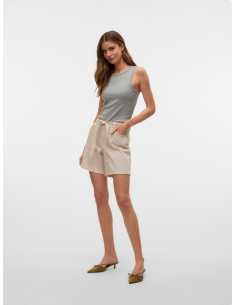 შორტი Vero Moda - VMEDEA MR ECRU BELT DNM SHORTS