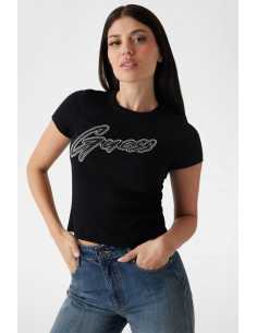 მაისურები GUESS - SS CN RIB LOGO TEE