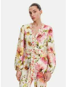 პერანგი GUESS - LS COLETTE V NECK BOW TOP