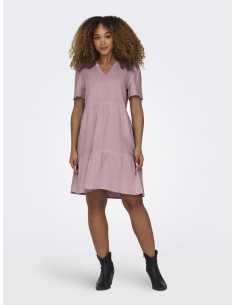კაბა ONLY - ONLTIRI-CARO S/S V-NECK LIN DRESS CC PNT