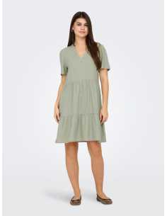 კაბა ONLY - ONLTIRI-CARO S/S V-NECK LIN DRESS CC PNT