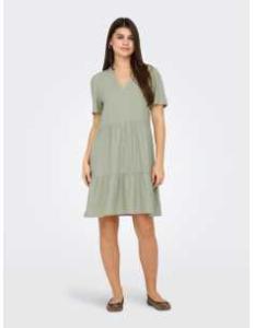 კაბა ONLY - ONLTIRI-CARO S/S V-NECK LIN DRESS CC PNT