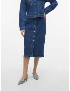 ქვედაბოლო Vero Moda - VMNATTY 7/8 BUTTON SKIRT DNM MIX