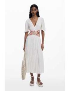 კაბა DESIGUAL - Embroidered Cut-Out Dress