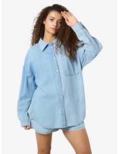 პერანგი Noisy May - NMKATRI L/S OVERSIZE STR SHRT BS006LB