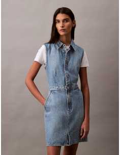 კაბა CALVIN KLEIN JEANS - SLVLSS DENIM TRUCKERDRESS