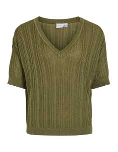 მაისურები VILA - VISHEM V-NECK 2/4 GLITTER KNIT TOP