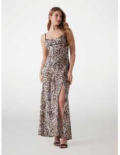 კაბა GUESS - ADLE LACE NECKLINE LONG DRESS