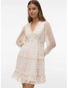 კაბა Vero Moda - VMSMILLA LS FRILL SHORT DRESS WVN GA