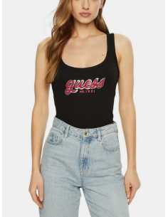 მაისურები GUESS - CHENILLE LOGO TANK TOP RIB