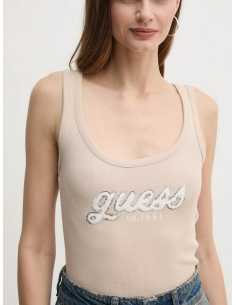 მაისურები GUESS - CHENILLE LOGO TANK TOP RIB