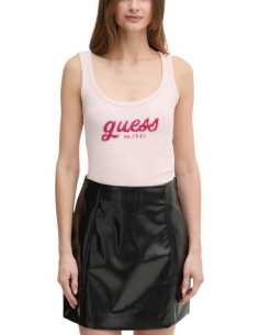 მაისურები GUESS - CHENILLE LOGO TANK TOP RIB