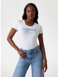 მაისურები GUESS - CN SS GLITTER DEGRADE LOGO TEE