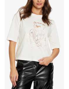 მაისურები GUESS - RHINESTONE BEAR BOXY T-SHIRT