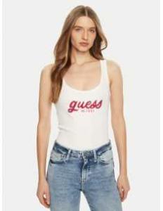 მაისურები GUESS - CHENILLE LOGO TANK TOP RIB