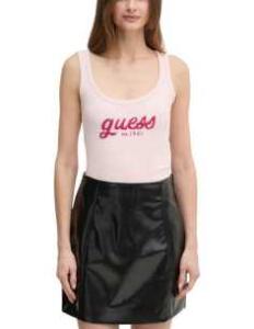 მაისურები GUESS - CHENILLE LOGO TANK TOP RIB