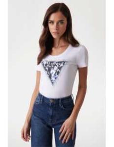 მაისურები GUESS - SS CN TRIANGLE FLOWER TEE