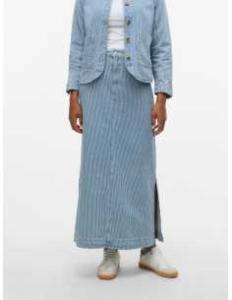 ქვედაბოლო Vero Moda - VMBIRKLEY MR LONG STRIPED DNM SKIRT