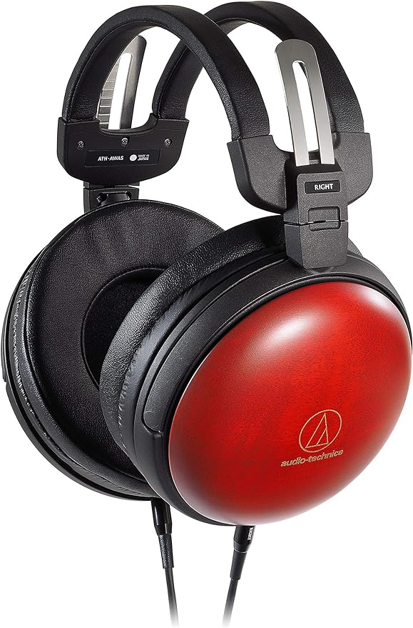 Audio-Technica ATH-AWAS/f Audiophile Closed-back Dynamic Wooden Headphones Black/Red