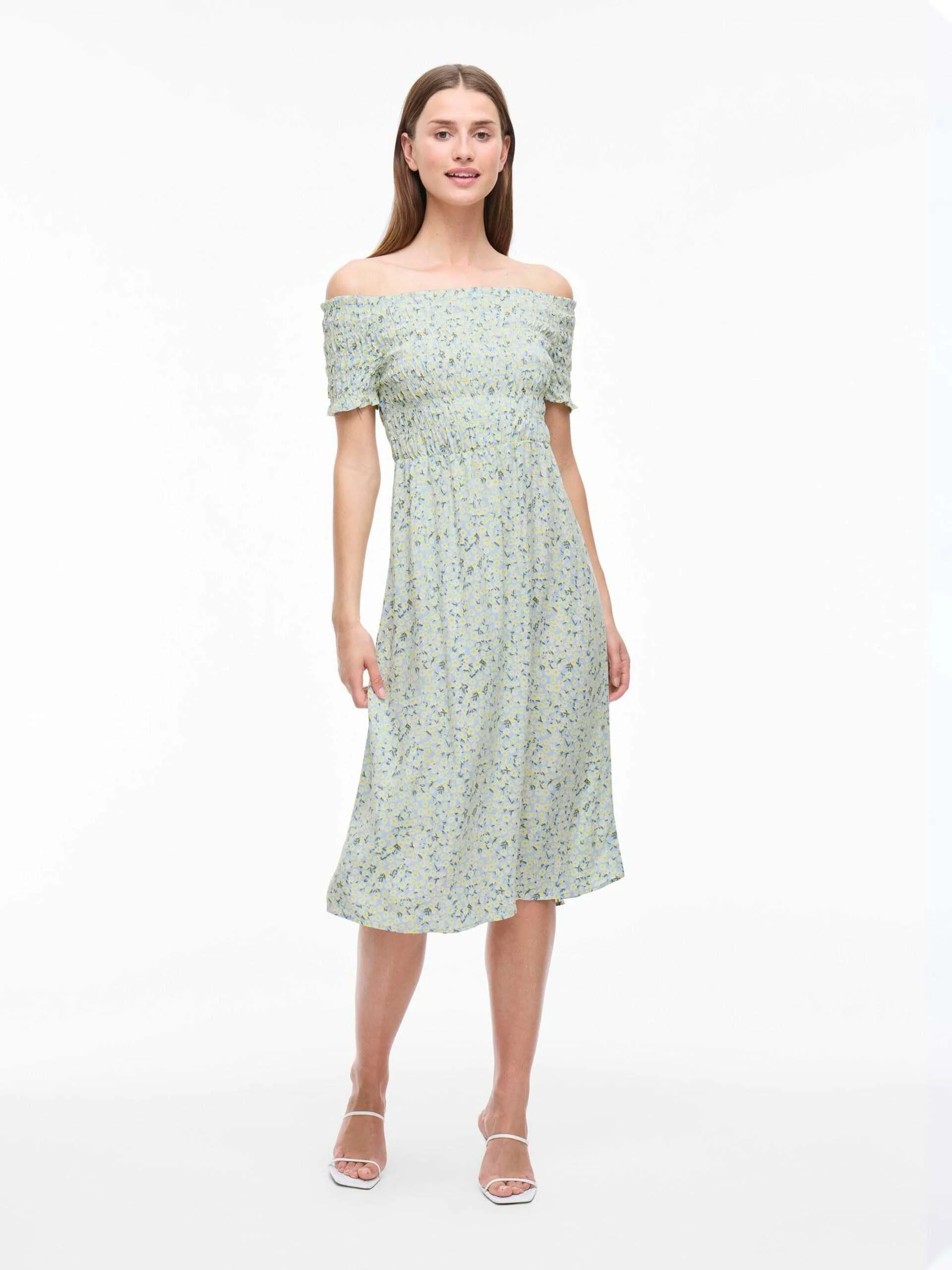 კაბა VILA - VILISA OFF SHOULDER MIDI SMOCK DRESS/DFS