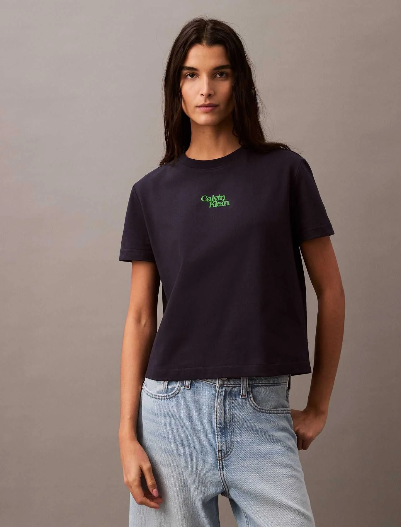მაისურები CALVIN KLEIN JEANS - SS FLOCKED LOGO CN TEE