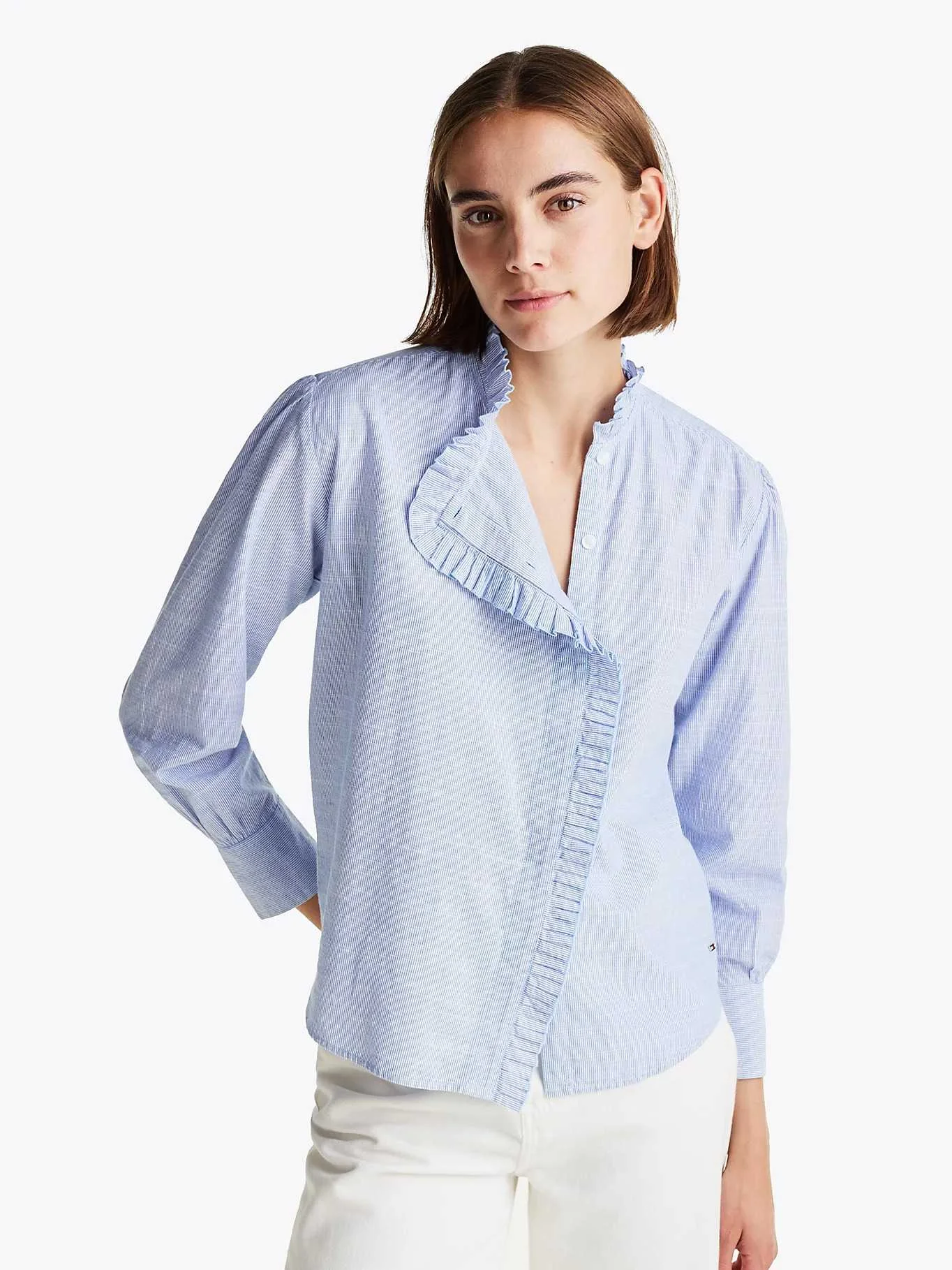 პერანგი Tommy Hilfiger - COTTON STP RUFFLE RELAXED SHIRT