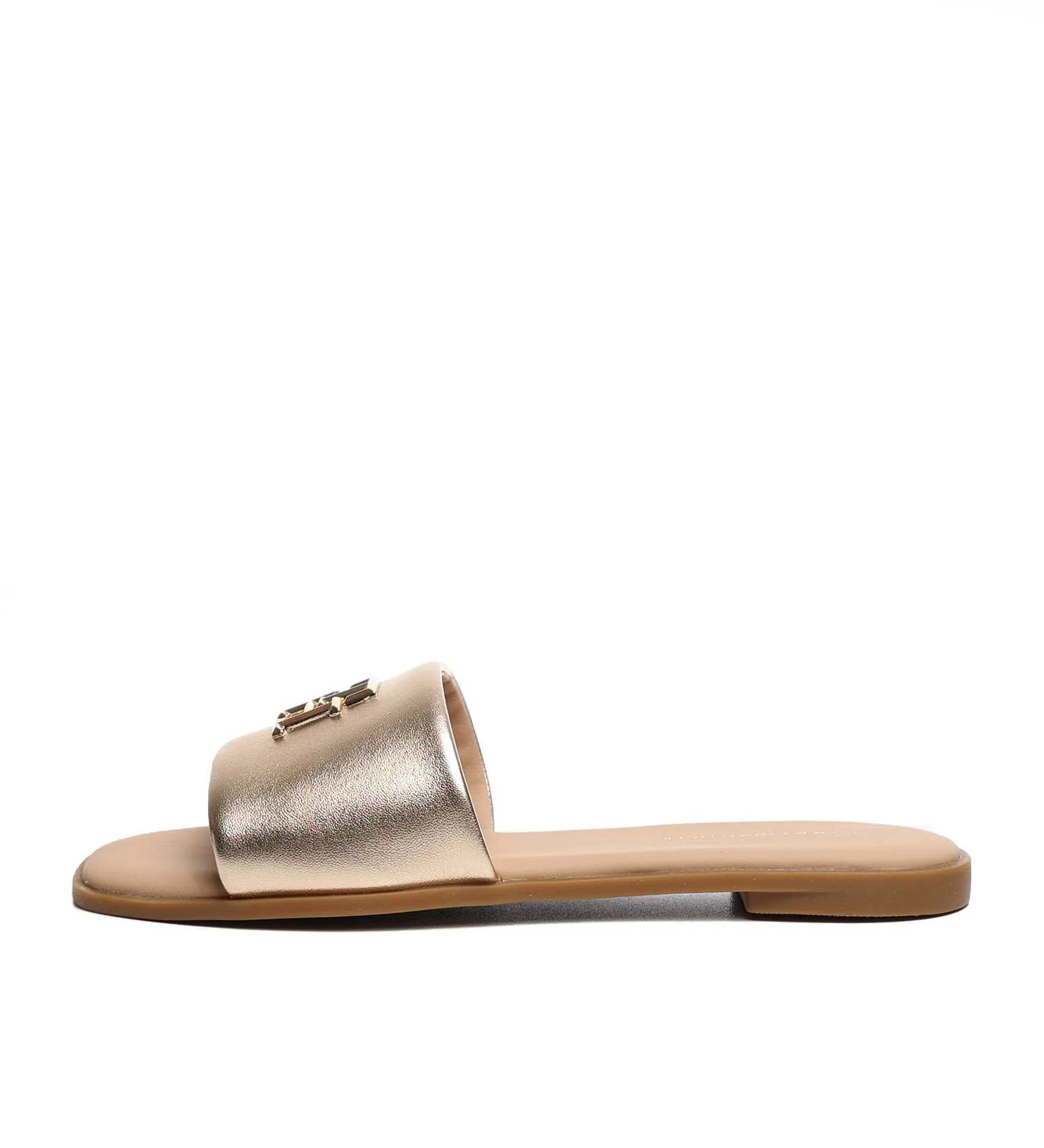 სანდალი Tommy Hilfiger - TH LOGO HW METALLIC LEATHER MULE