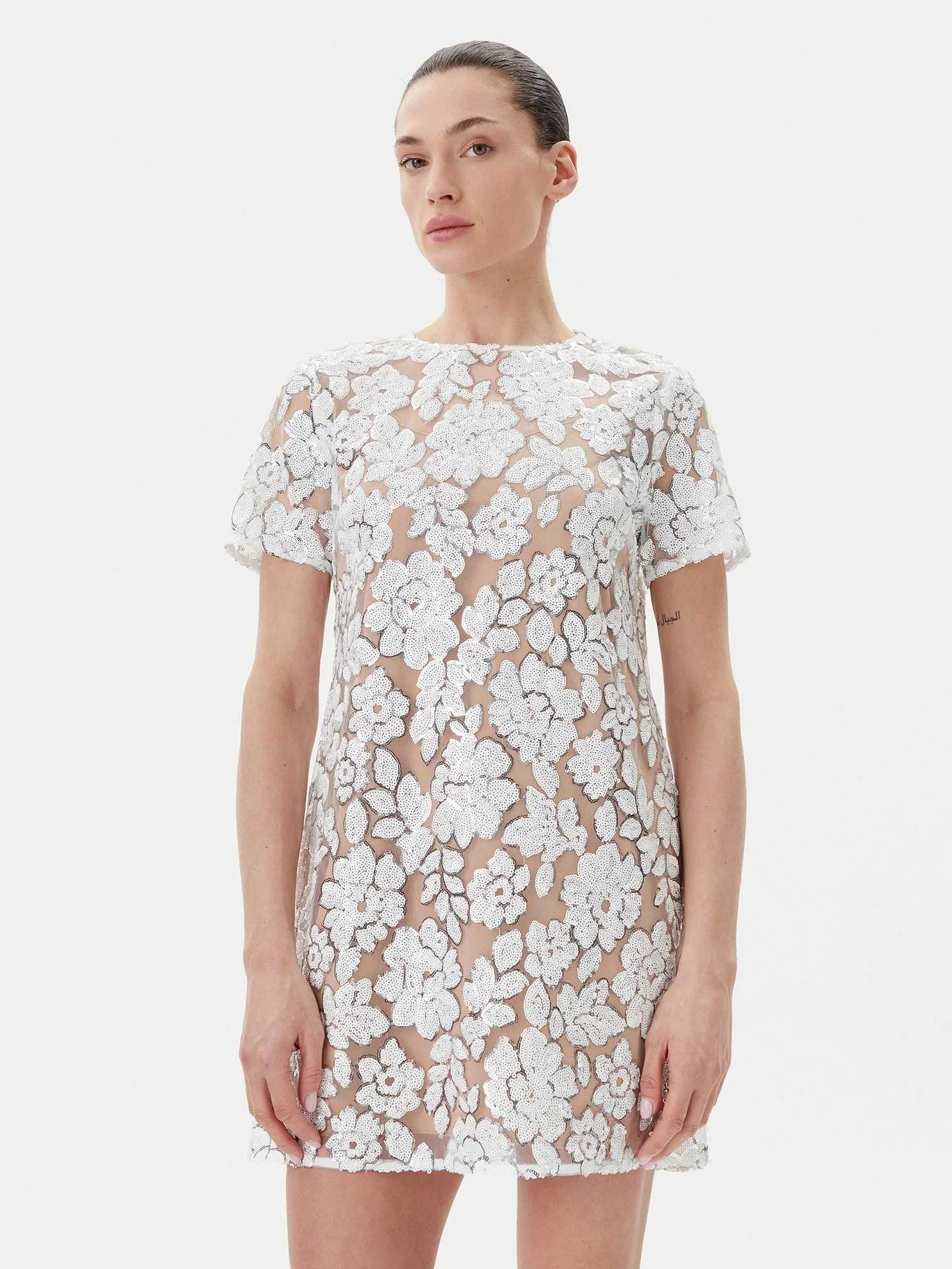 კაბა MICHAEL MICHAEL KORS - SEQUIN FLORAL TSHIRT DRS