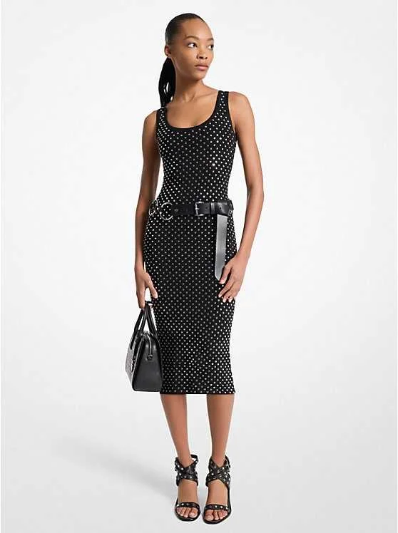 კაბა MICHAEL MICHAEL KORS - STUD SCOOP NK MIDI DRS