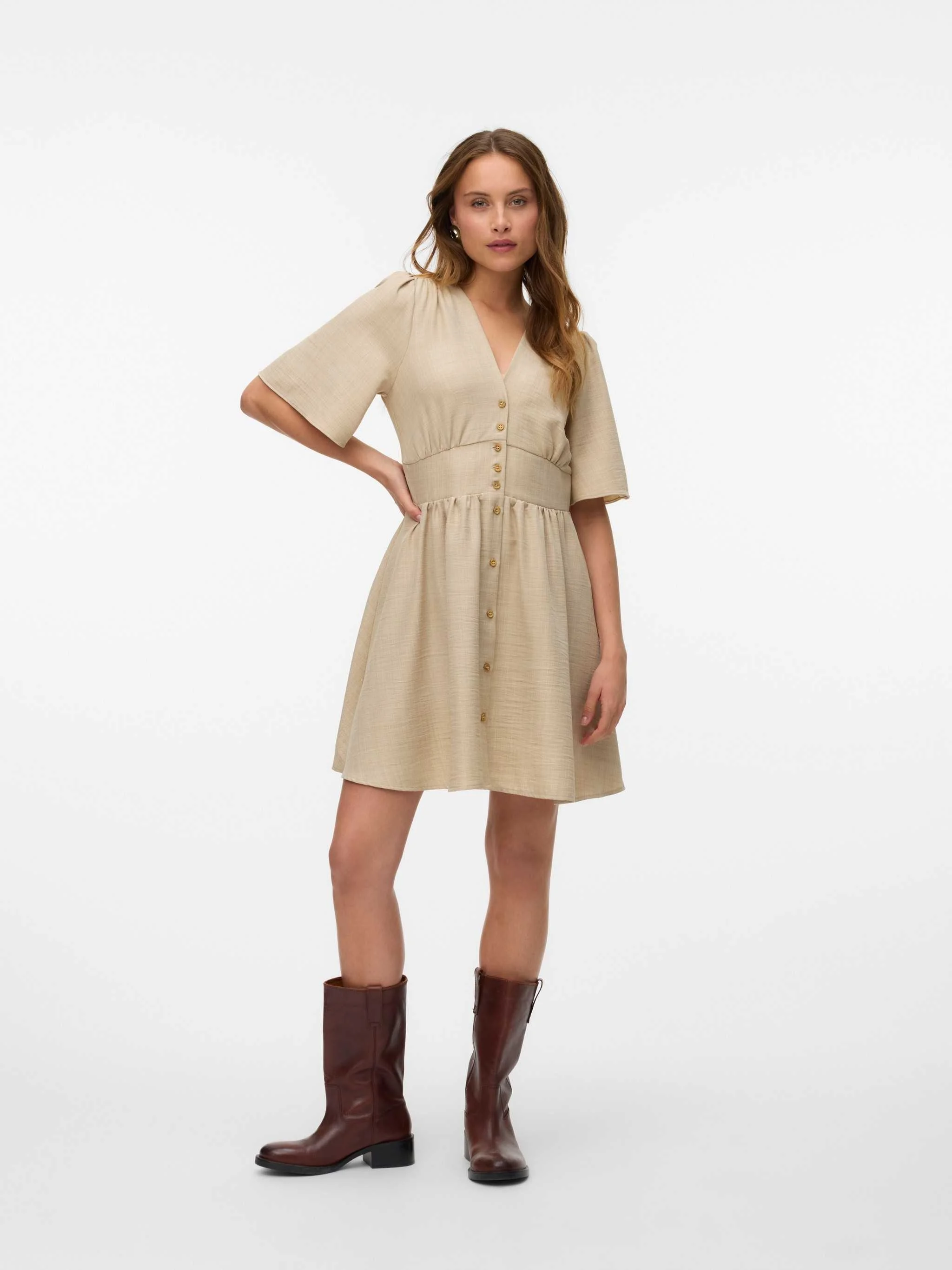 კაბა Vero Moda - VMMELANEY 2/4 SHORT DRESS WVN NOOS