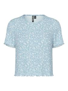 მაისურები Pieces - PCFLORA SS O-NECK CROPPED TOP JRS BC